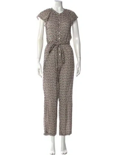 Pre-owned Xirena Patterned V-neck Jumpsuit In White