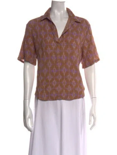 Pre-owned Xirena Patterned V-neck Top In Multicolor