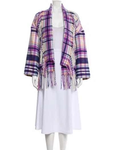 Pre-owned Xirena Plaid Print Jacket In White