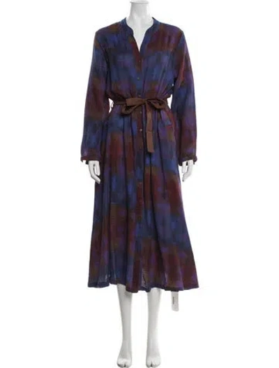 Pre-owned Xirena Plaid Print Long Dress In Blue