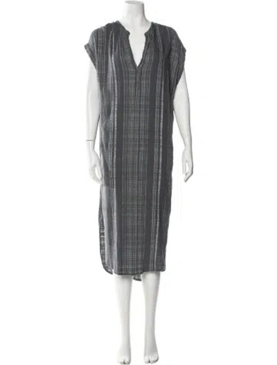 Pre-owned Xirena Plaid Print Long Dress In Gray