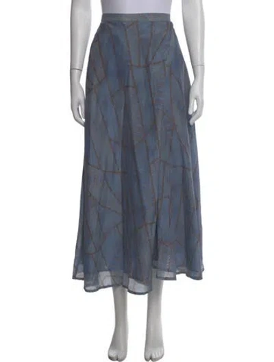Pre-owned Xirena Plaid Print Long Skirt In Blue