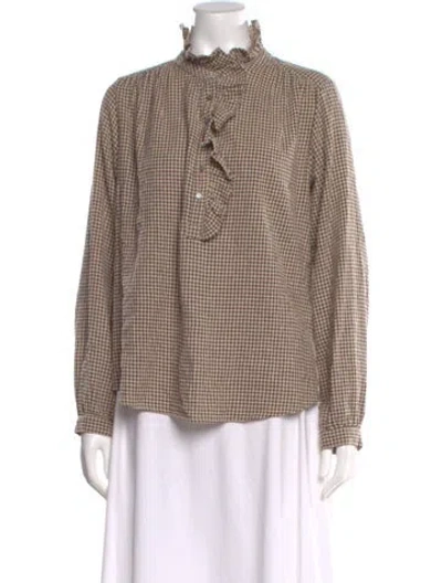 Pre-owned Xirena Plaid Print Long Sleeve Blouse In Multi