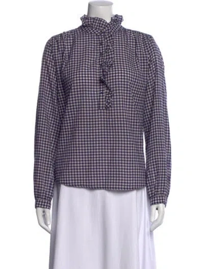 Pre-owned Xirena Plaid Print Long Sleeve Blouse In Multi