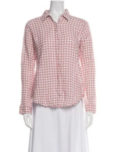 Pre-owned Xirena Plaid Print Long Sleeve Blouse In Pink