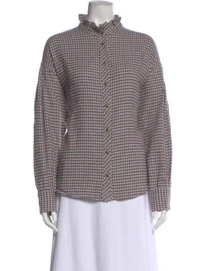 Pre-owned Xirena Plaid Print Long Sleeve Blouse W/ Tags In Multi