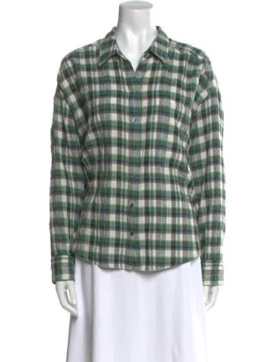 Pre-owned Xirena Plaid Print Long Sleeve Button-up Top In Multi
