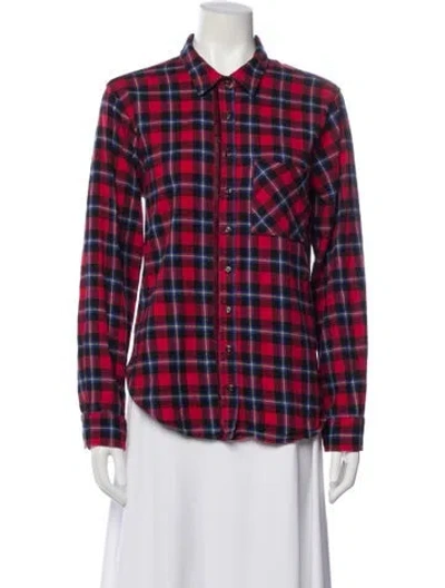 Pre-owned Xirena Plaid Print Long Sleeve Button-up Top In Multi