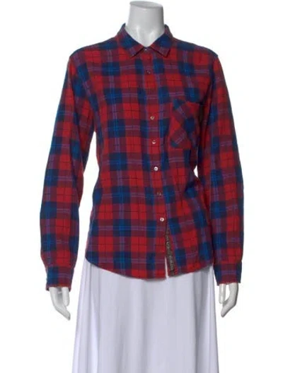Pre-owned Xirena Plaid Print Long Sleeve Button-up Top In Multi