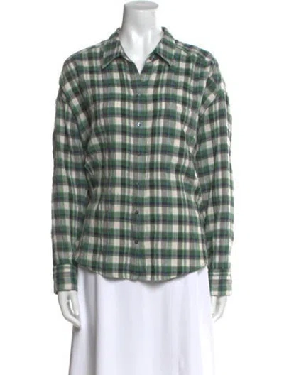 Pre-owned Xirena Plaid Print Long Sleeve Button-up Top In Multi