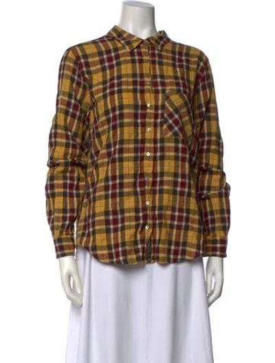 Pre-owned Xirena Plaid Print Long Sleeve Button-up Top In Multicolor
