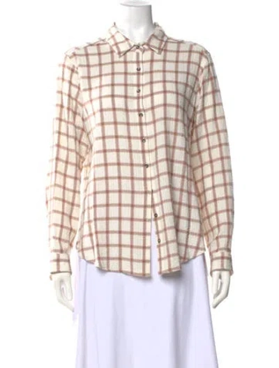 Pre-owned Xirena Plaid Print Long Sleeve Button-up Top In Neutral