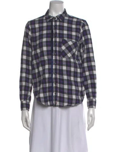Pre-owned Xirena Plaid Print Long Sleeve Button-up Top In Purple