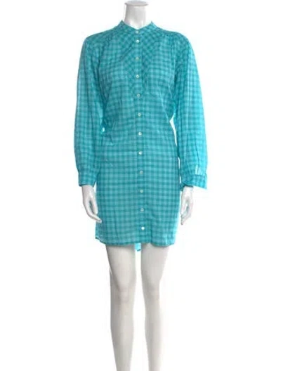 Pre-owned Xirena Plaid Print Mini Dress In Blue