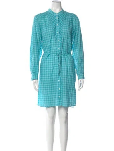 Pre-owned Xirena Plaid Print Mini Dress In Blue