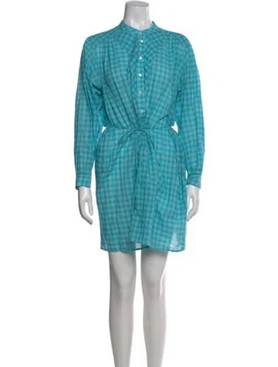 Pre-owned Xirena Plaid Print Mini Dress In Blue