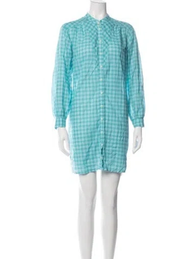 Pre-owned Xirena Plaid Print Mini Dress In Blue