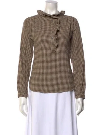 Pre-owned Xirena Plaid Print Mock Neck Sweatshirt In Neutral