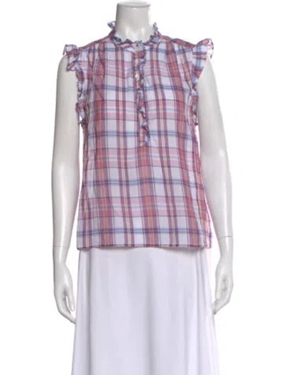 Pre-owned Xirena Plaid Print Sleeveless Blouse In Burgundy