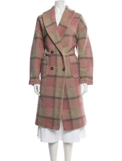 Pre-owned Xirena Plaid Print Trench Coat In Pink