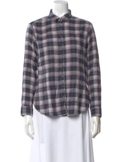 Pre-owned Xirena Plaid Print V-neck Blouse In Pink