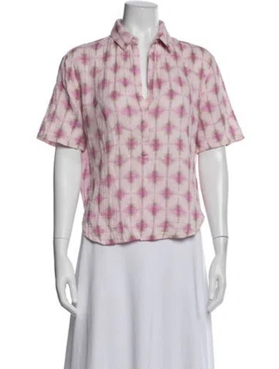 Pre-owned Xirena Plaid Print V-neck Blouse In Purple