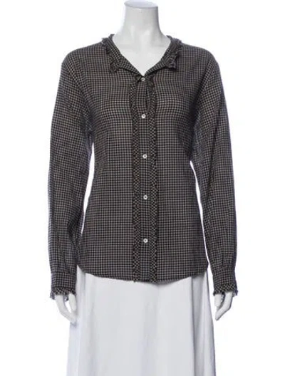 Pre-owned Xirena Plaid Print V-neck Blouse W/ Tags In Multi