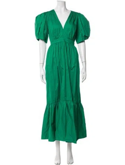 Pre-owned Xirena Plunge Neckline Midi Length Dress In Green