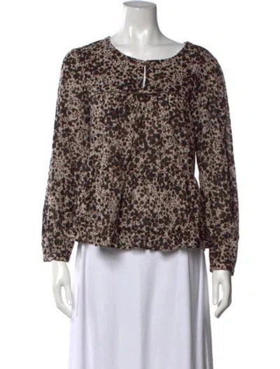 Pre-owned Xirena Printed Crew Neck Blouse In Brown