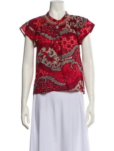 Pre-owned Xirena Printed Crew Neck Blouse In Multi