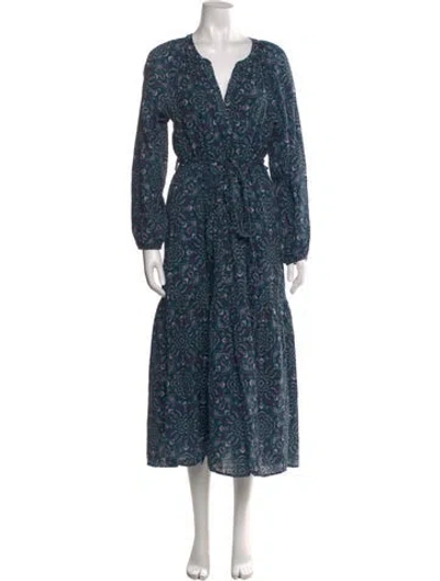 Pre-owned Xirena Printed Long Dress In Blue