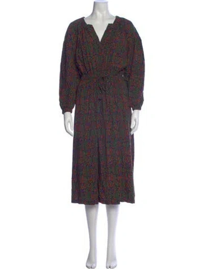 Pre-owned Xirena Printed Long Dress In Blue