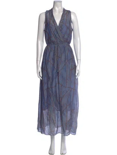 Pre-owned Xirena Printed Long Dress In Blue