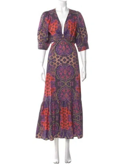 Pre-owned Xirena Printed Long Dress In Purple