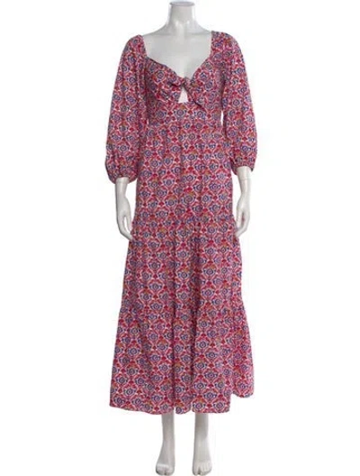 Pre-owned Xirena Printed Long Dress In Red