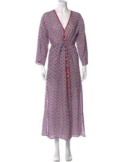 Pre-owned Xirena Printed Long Dress W/ Tags In Red