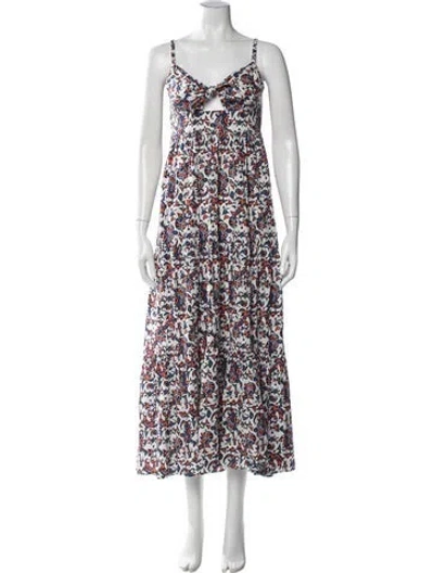 Pre-owned Xirena Printed Long Dress In White