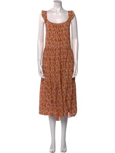 Pre-owned Xirena Printed Long Dress In Yellow