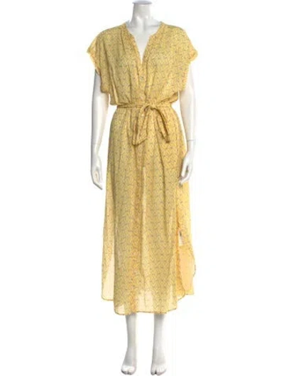 Pre-owned Xirena Printed Long Dress In Yellow