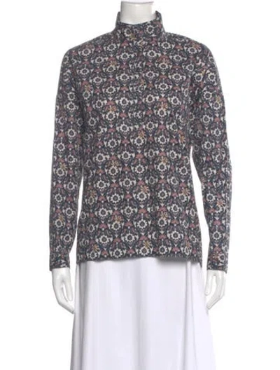 Pre-owned Xirena Printed Long Sleeve Blouse In Multi