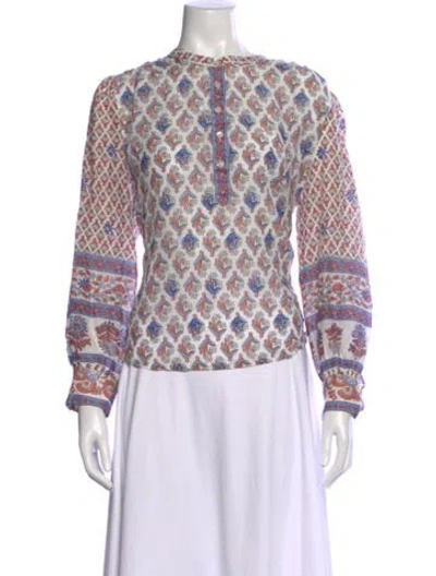 Pre-owned Xirena Printed Long Sleeve Blouse In Multi