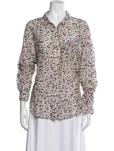Pre-owned Xirena Printed Long Sleeve Blouse In Neutral