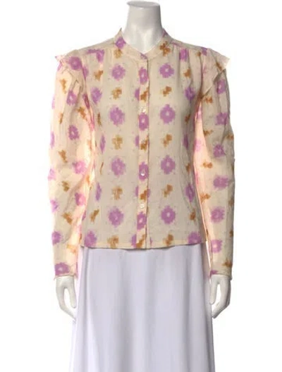 Pre-owned Xirena Printed Long Sleeve Blouse In Neutrals