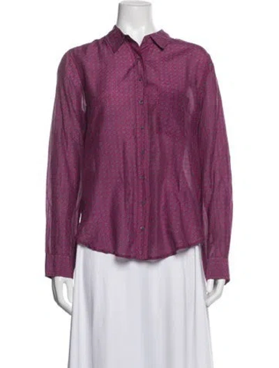 Pre-owned Xirena Printed Long Sleeve Blouse In Pink