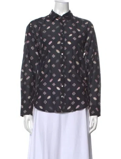 Pre-owned Xirena Printed Long Sleeve Blouse In Purple