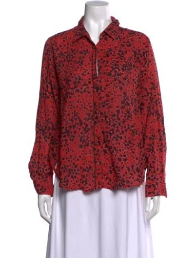 Pre-owned Xirena Printed Long Sleeve Blouse In Red