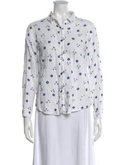 Pre-owned Xirena Printed Long Sleeve Blouse In White
