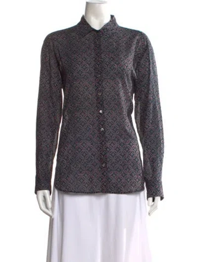 Pre-owned Xirena Printed Long Sleeve Button-up Top In Multi