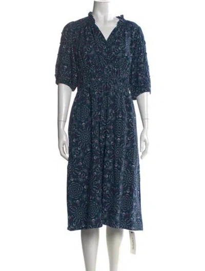 Pre-owned Xirena Printed Midi Length Dress In Blue
