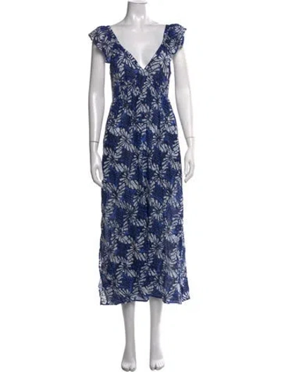 Pre-owned Xirena Printed Midi Length Dress In Blue